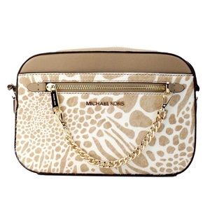 NWT Michael Kors Jet Set Haircalf Zip Chain Crossbody Bag